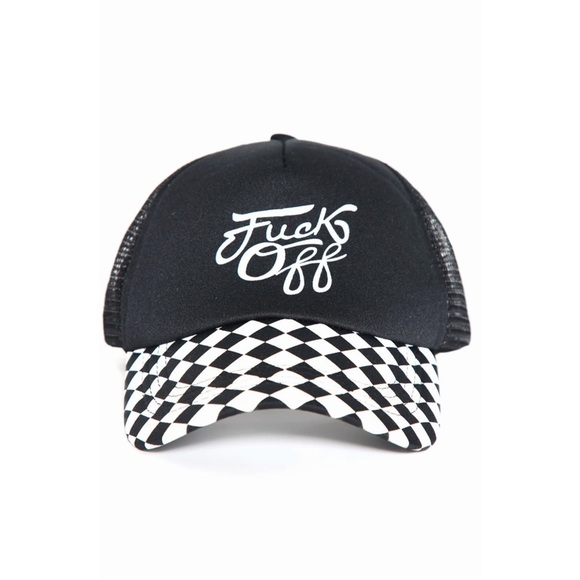 Fashion Nova Trucker Hat | Fućk Off Respectfully Black/White Snapback OS NWT - Picture 4 of 8